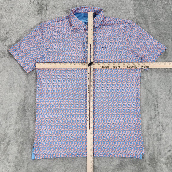 Johnnie-O Performance Polo Shirt Mens Medium Jayme Citrus Print Golf UPF 50 - Picture 10 of 14